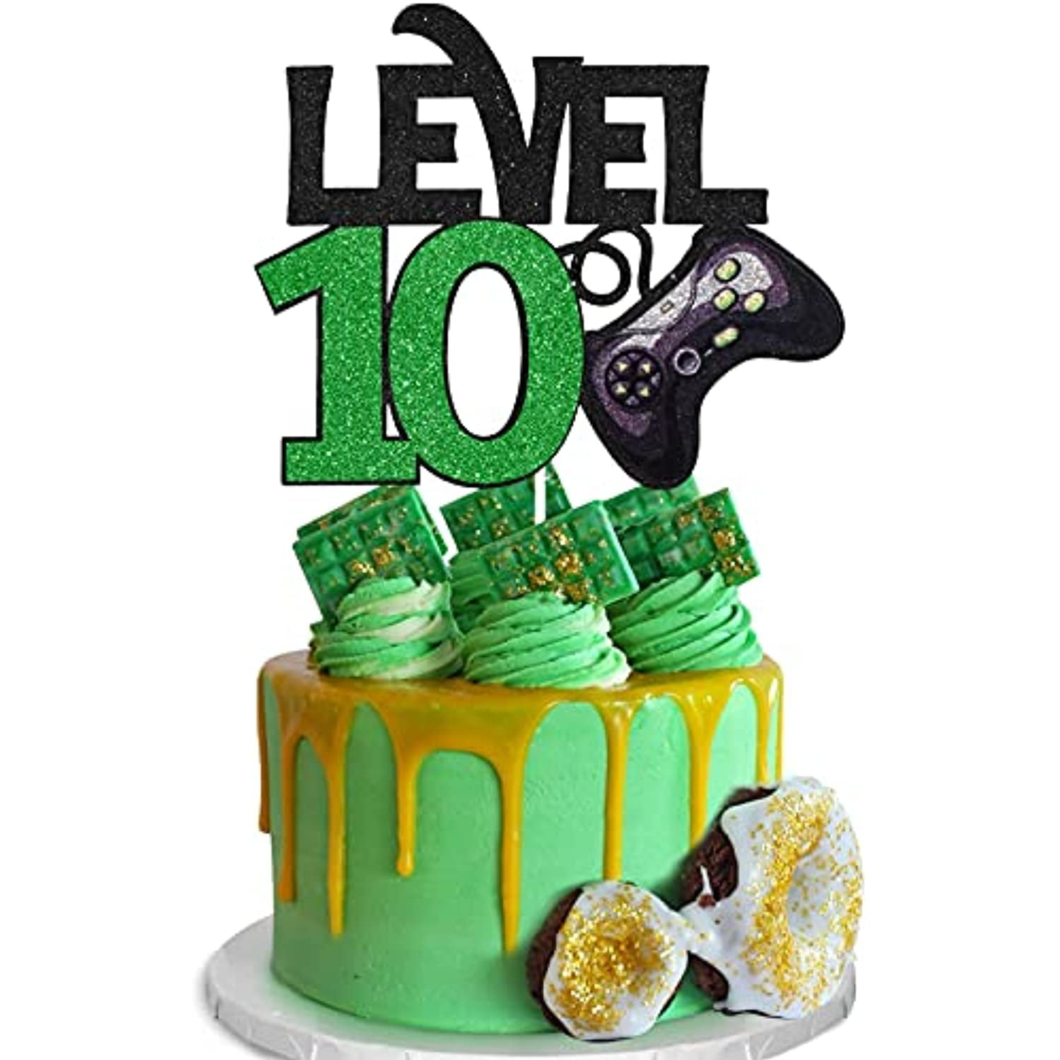 Level 10 Game Birthday Cake Topper - Video Game Boys 10Th Birthday Level Up Party Cake Supplies - Game On Winner Gaming Party Decoration - Walmart.com
